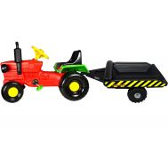 Tractor cu pedale si remorca Turbo Red - Super Plastic Toys - Super Plastic Toys
