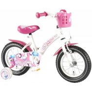 Bicicleta copii fete 12 inch Bike Giggles cu roti ajutatoare si cosulet roz partial montata - Volare - Volare