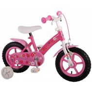 Bicicleta copii fete 12 inch Flowerie cu roti ajutatoare si cosulet roz partial montata - Volare - Volare