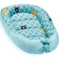 Jukki - Cosulet bebelus pentru dormit Baby Nest Cocoon XL 90x50 cm Mint forest - Jukki