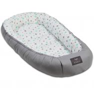 Cosulet bebelus pentru dormit Kidizi Baby Nest Cocoon XL 110x70 cm  Grey Mint Stars - Kidizi