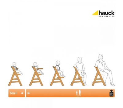 Scaun Masa din Lemn Beta+B - Natur/Check - Hauck - Hauck