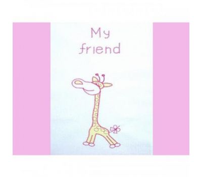 Lenjerie patut cu broderie Girafa 4 piese roz - Hubners