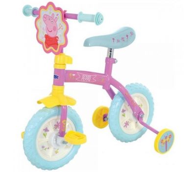 Bicicleta copii Peppa Pig 10 inch 2 in 1 cu si fara pedale si roti ajutatoare - MVS - MVS