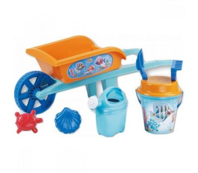 Roaba din plastic copii Crazy Fish cu galetusa stropitoare si alte accesorii nisip - Androni Giocattoli - Androni Giocattoli