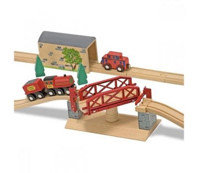 Set Trenulet din lemn cu pod pivotant - Melissa and Doug - Melissa and Doug