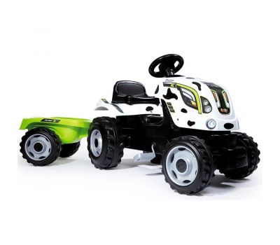 Tractor cu pedale si remorca Farmer XL - Smoby - Alb/Negru - Smoby