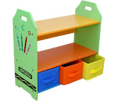 Raft carti si jucarii cu cadru din lemn Green Crayon - Style - Style