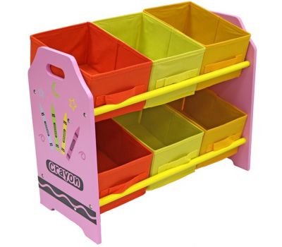 Organizator jucarii cu cadru din lemn Pink Crayon - Style - Style