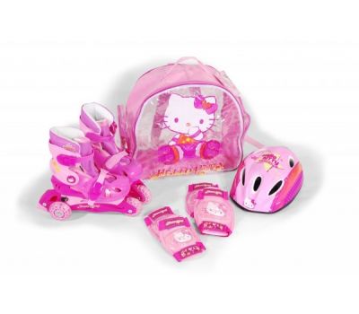 Role copii  reglabile 31-34 Hello Kitty cu protectii si casca in ghiozdan - Saica - Saica