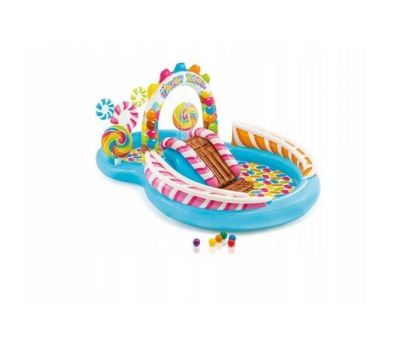 Piscina gonflabila pentru copii cu tobogan, Candy Intex 57149 - Ecotoys - Ecotoys
