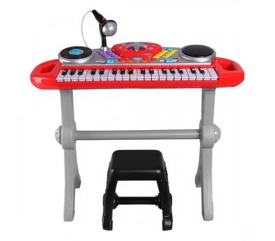 Orga muzicala cu scaunel Consola DJ cu platane si microfon Rosu cu Negru - Winfun - Winfun