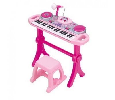 Orga muzicala cu scaunel Consola DJ cu platane si microfon Roz - Winfun - Winfun