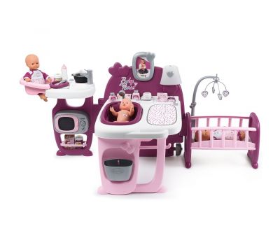 Centru de ingrijire pentru papusi Baby Nurse Doll`s Play Center mov cu 23 accesorii - Smoby - Smoby
