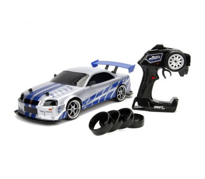 Masina Fast and Furious Nissan Skyline GTR Drift cu anvelope si telecomanda - Jada Toys - Jada Toys