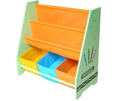 Organizator carti si jucarii cu cadru din lemn Green Crayon - Style - Style