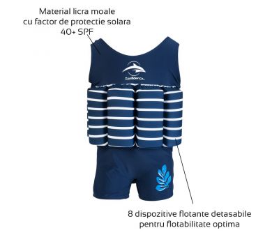 Konfidence - Costum inot copii cu sistem de flotabilitate ajustabil blue stripe 1-2 ani - Konfidence