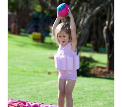 Konfidence - Costum inot copii cu sistem de flotabilitate ajustabil pink stripe 1-2 ani - Konfidence
