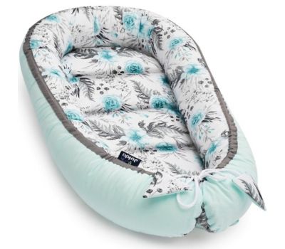 Jukki - Cosulet bebelus pentru dormit Baby Nest Cocoon XL 90x50 cm In garden mint  - Jukki