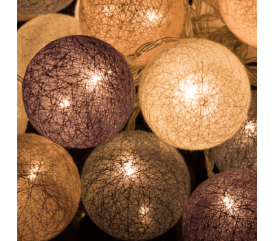 Springos - Ghirlanda luminoasa cu 30 globuri textile cu led roz - Springos