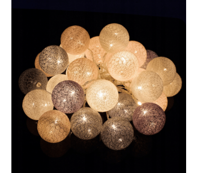 Springos - Ghirlanda luminoasa cu 30 globuri textile cu led roz - Springos