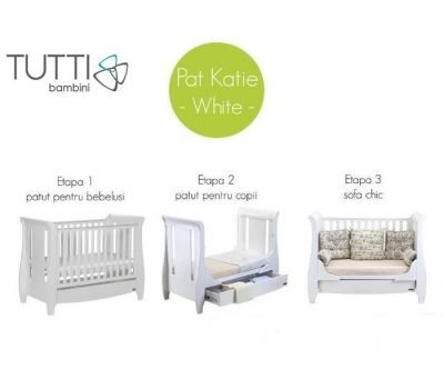 Tutti Bambini - Set mobilier Katie Alb format din 3 piese: patut, comoda si dulap - Tutti Bambini