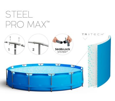 Piscina rotunda cu cadru metalic Bestway Steel Pro Max 457x107cm, 11 in 1, toate accesoriile incluse - BestWay