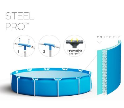 Piscina rotunda cu cadru metalic Bestway Steel Pro 365cm x 76cm, 8 in 1, toate accesoriile incluse - BestWay