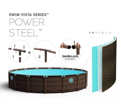 Piscina rotunda cu cadru metalic Bestway Power Steel Vista 488x122cm, 11 in 1, toate accesoriile incluse - BestWay