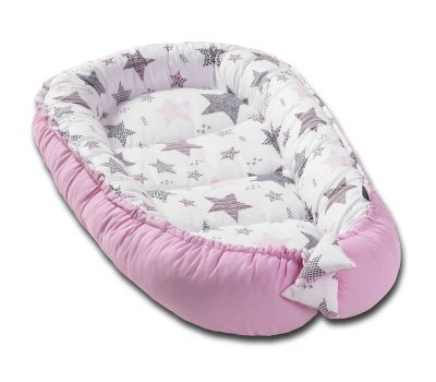 Cosulet bebelus pentru dormit Kidizi Baby Nest Cocoon 90x50 cm Pink Stars - Kidizi