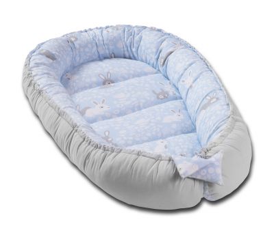 Cosulet bebelus pentru dormit Kidizi Baby Nest Cocoon 90x50 cm Blue Bunny - Kidizi