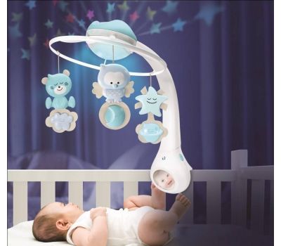 Carusel muzical cu proiector si lampa de veghe Infantino Albastru - Infantino