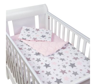 Set perna bebelus si plapumioara matlasata 100x75 cm Kidizi Pink Stars - Kidizi