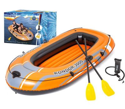 Barca gonflabila pentru 3 persoane Bestway Kondor 3000, set cu vasle + pompa, - BestWay