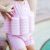 Konfidence - Costum inot copii cu sistem de flotabilitate ajustabil pink stripe 4-5 ani - Konfidence